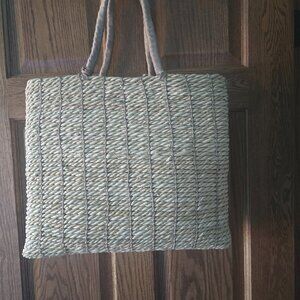 Vintage Old Navy Straw Tote Bag Woven Large 1990s Beach Purse Boho Handbag